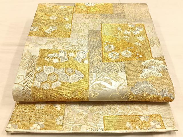 乐天商城 - 平和屋着物◎六通柄袋帯　唐織　草花文　金銀糸　正絹　逸品　AAAP6282ey