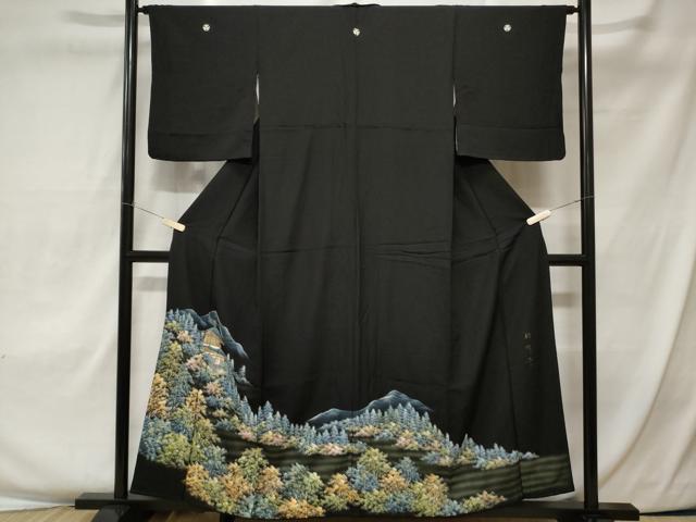 平和屋着物■豪華黒留袖　手描き　勧修寺　暈し染め　金彩　正絹　逸品　CAAX3732ev