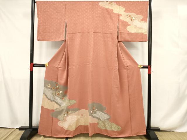 平和屋着物■訪問着 絞り 雲取り草花文 金彩 正絹 逸品 AAAR5177ru