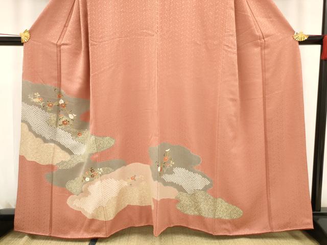 平和屋着物■訪問着　絞り　雲取り草花文　金彩　正絹　逸品　AAAR5177ru