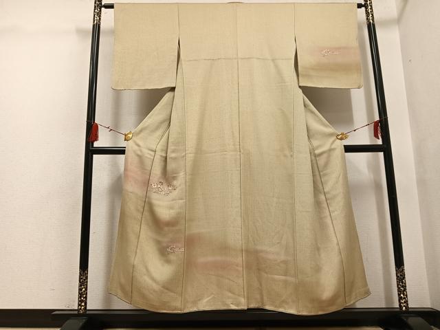 乐天商城 - 平和屋着物●訪問着　お召地　刺繍　橘文　暈し染め　正絹　逸品　AABG7310ph
