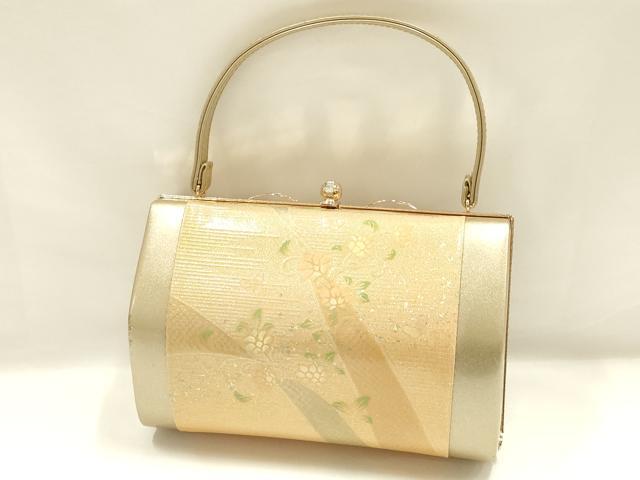 平和屋着物▼和装小物 和装バッグ ハンドバッグ 花柄 螺鈿 金彩 逸品 AABI8798ay