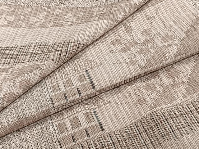 Kimono - 平和屋着物▽上質な紬　単衣　風景文　正絹　逸品　CAAW1534xi