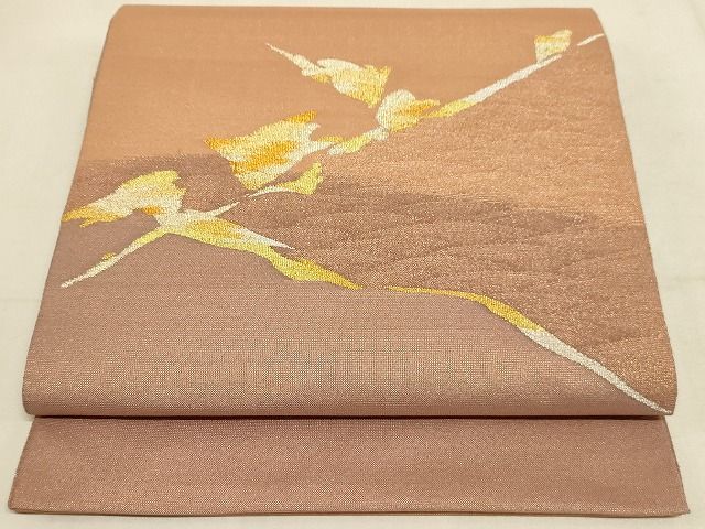 平和屋着物◎太鼓柄袋帯　枝花文　金銀糸　正絹　逸品　AAAJ4741Asx