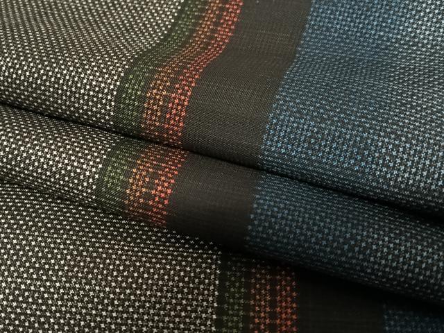 平和屋着物●本場大島紬　泥染め　7マルキ　縞　正絹　逸品　未使用　AAAV7104zg