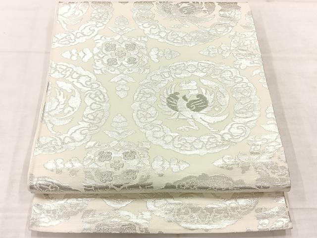 乐天商城 - 平和屋着物◎六通柄袋帯　花鳥丸文　銀糸　正絹　逸品　AABE3208uk