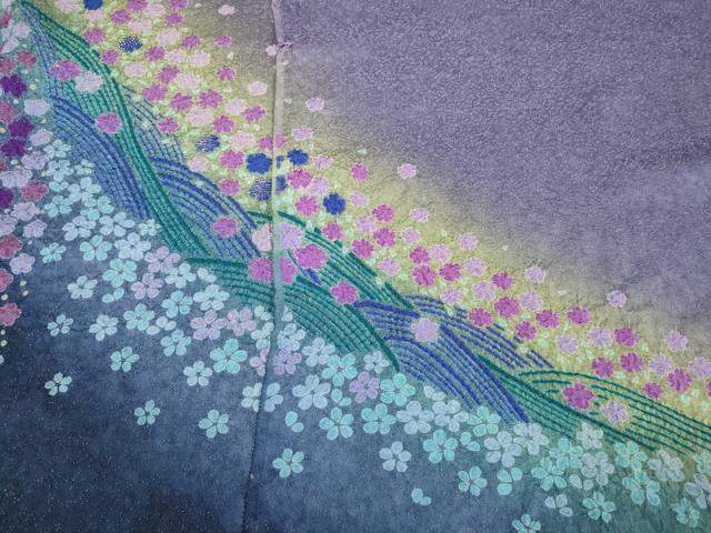 平和屋着物●付下げ　反物　着尺　絞り　辻が花　小花散らし　金彩　金通し地　逸品　未使用　DAAW8103zzz