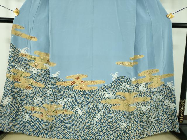 平和屋着物●豪華色留袖　刺繍　立波霞花文　金彩　正絹　逸品　DABE5138ps