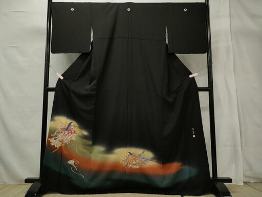 平和屋着物■豪華黒留袖 作家物 絵巻 暈し染め 金彩 正絹 逸品 CAAO8625id 平和屋着物■豪華黒留袖 作家物 絵巻 暈し染め 金彩 正絹 逸品 CAAO8625id