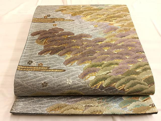 平和屋着物■六通柄袋帯 寿海松文 金銀糸 引箔 正絹 逸品 BAAN6473du