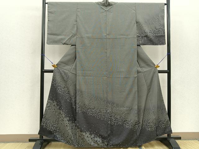 平和屋着物●訪問着 お召地 草花文 正絹 逸品 未使用 BAAP2919me