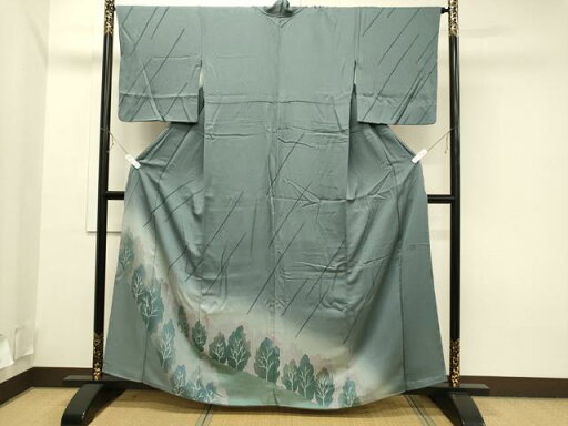 平和屋着物■色留訪問着 作家物 樹林文 暈し染め 正絹 逸品 CAAP4995ku 平和屋着物■色留訪問着 作家物 樹林文 暈し染め 正絹 逸品 CAAP4995ku