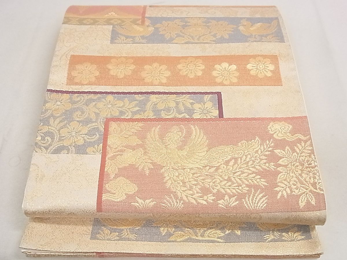 平和屋着物◎六通柄袋帯　横段鳳凰花文　金糸　逸品　DAAH1629ox(4)