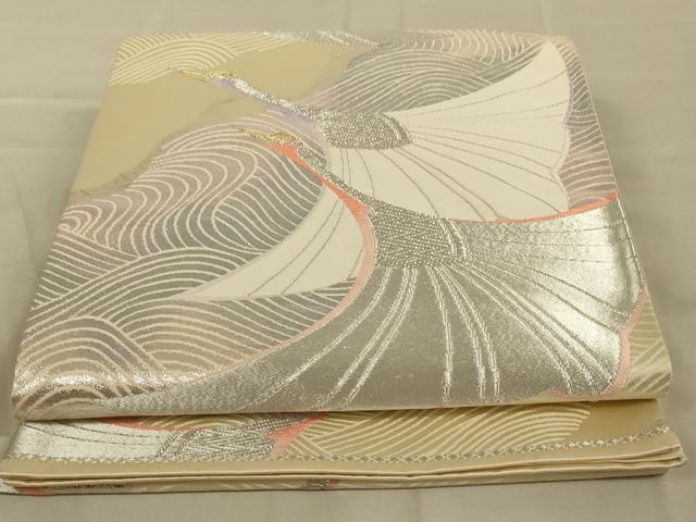 Other - 平和屋着物◎六通柄袋帯　唐織　飛鶴文　銀糸　正絹　逸品　AAAY9108ou