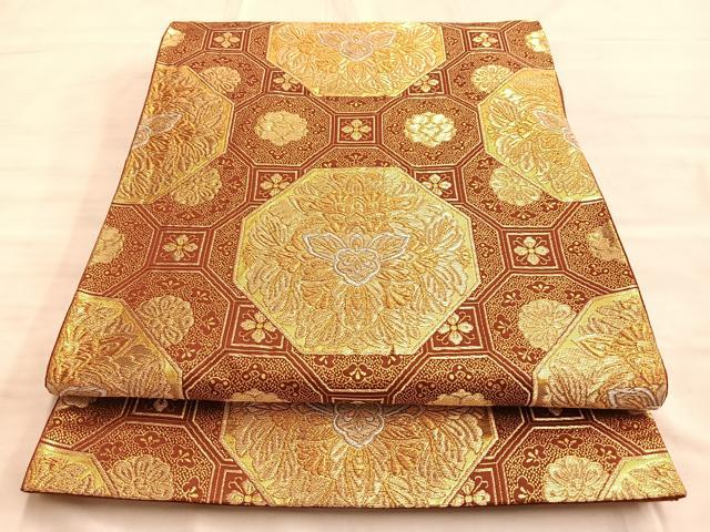 平和屋着物◎六通柄袋帯　華繍錦　蜀江花文　金銀糸　正絹　逸品　BAAO0434du(4.0)