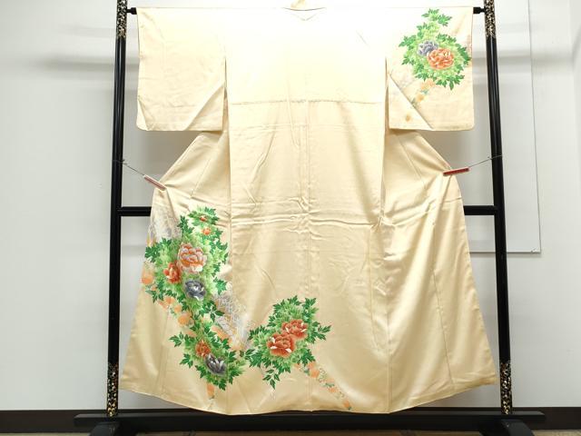 平和屋着物■訪問着 駒刺繍 草花文 金彩 正絹 逸品 CABG8724th