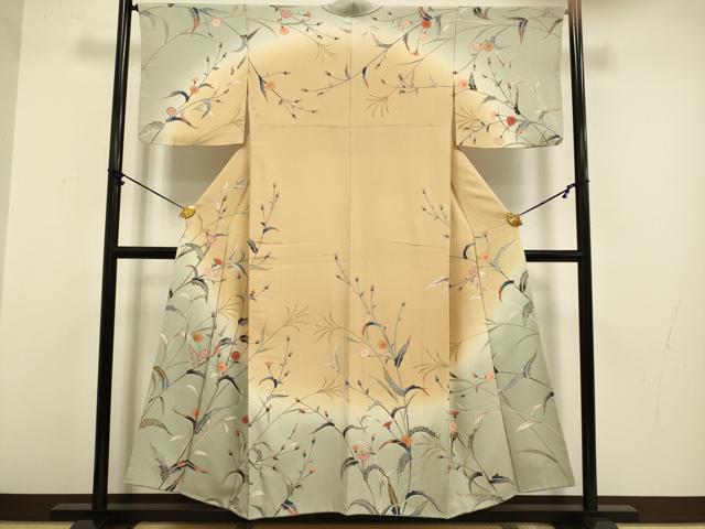 平和屋着物●訪問着　草花文　暈し染め　正絹　逸品　DABA8952du