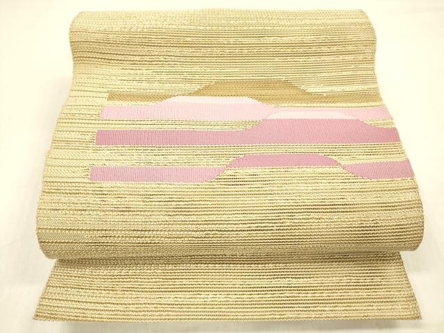 平和屋着物＊夏物　八寸名古屋帯　抽象文様　正絹　逸品　DABB3440cm