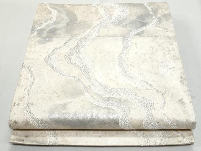 平和屋着物◎六通柄袋帯　道長文　銀糸　引箔　正絹　逸品　CAAZ4708fb