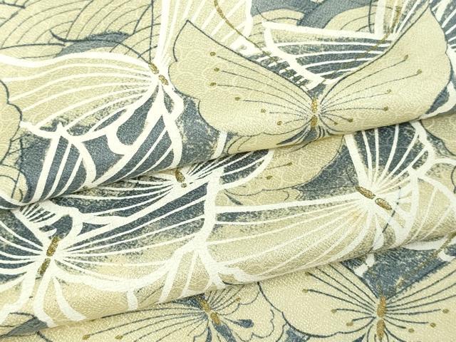 平和屋着物▽上質な小紋　単衣　舞蝶文　金彩　正絹　逸品　DAAW9358sf