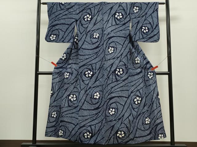 平和屋着物∴夏物　浴衣　有松鳴海絞り　舞花文　綿　逸品　CABJ2788ze