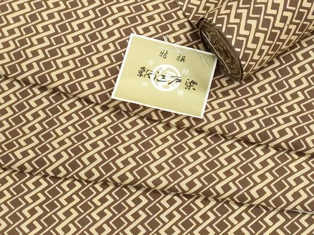 平和屋着物＊夏物　男性　浴衣　反物　着尺　東京本染　新江戸染　幾何学文様　キングサイズ　証紙付き　綿　逸品　未使用　DABG9455we