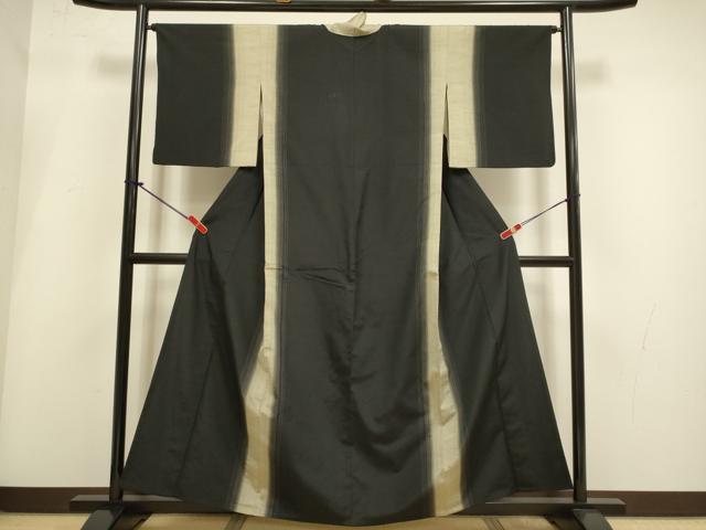 平和屋着物▽上質な紬　単衣　間道　正絹　逸品　DABI4127du heiwaya-11271321 平和屋 サンプル画像2