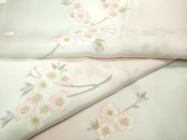 平和屋着物●長襦袢　無双仕立て　枝桜文　暈し染め　半衿刺繍　正絹　逸品　CABF3329ut