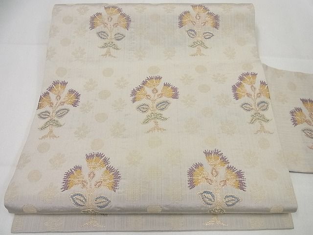 平和屋本店■極上　洛風林　工芸帯地　九寸名古屋帯　枝花文　金糸　逸品4s080のサムネイル