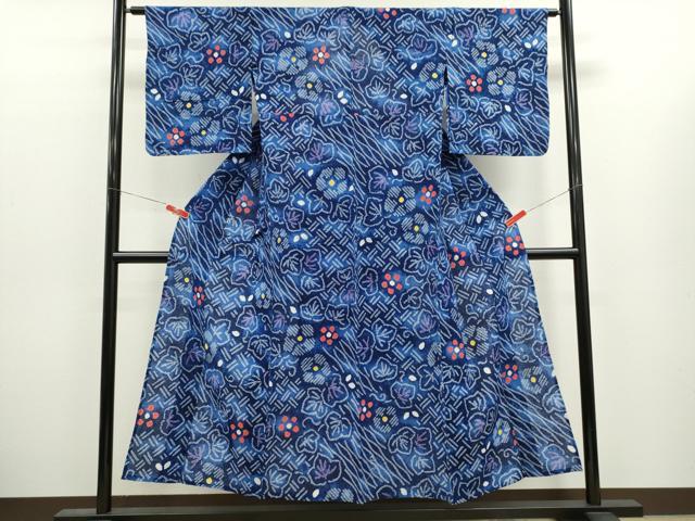 平和屋着物∴夏物　浴衣　有松鳴海絞り　草花文　綿　逸品　CABJ2707ze