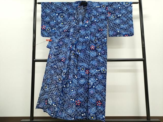 平和屋の平和屋着物∴夏物　浴衣　有松鳴海絞り　草花文　綿　逸品　CABJ2707ze｜アングル2