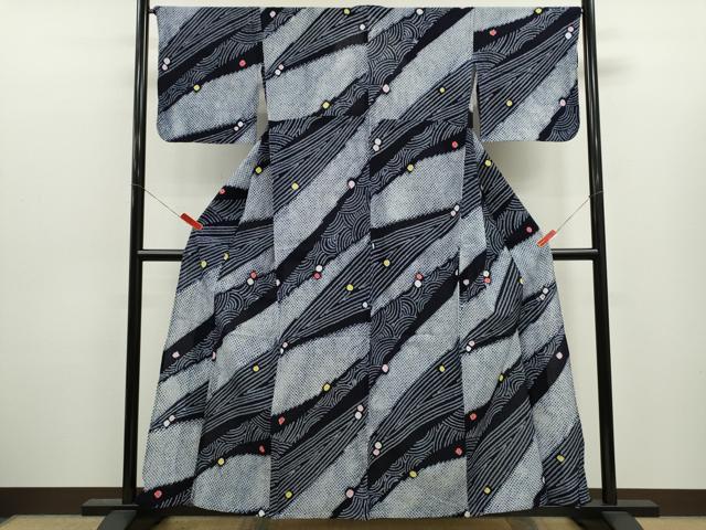 平和屋着物∴夏物　浴衣　有松鳴海絞り　流水丸文　綿　逸品　CABJ2711ze