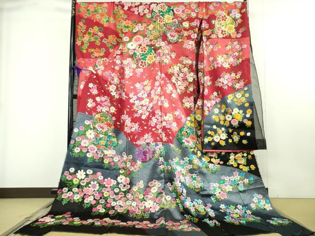 平和屋本店●極上 中国三大刺繍 相良刺繍 総刺繍 絽刺し 色打掛 和装 婚礼 結婚式 花嫁 吉祥花文 金糸 仮絵羽　逸品　未使用　DZAB9797kh6