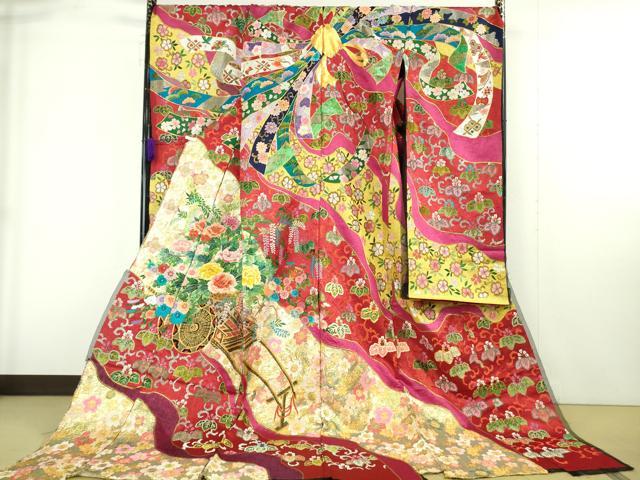 ■■■　サイズ　■■■ 反幅 39cm ※ご自身でお好みのサイズに仕立ててお召になっていただけます。 ■■■　商品詳細　■■■ 【正絹・未使用】 状態は特に目立ったシミ汚れなどもなく大変良い状態です。 大変上質な極上の逸品になります。 お安く出品致しますので、是非この機会にいかがでしょうか？ ■■■　注意事項　■■■ ■モニター発色の具合により色合いが異なる場合がございます。 ■寸法は多少の誤差が生じる場合がございますのでご了承ください。 ■縫込みの長さが左右非対称の場合は短い部分を記載しております。 左右非対称であってもご返品・お値引き等の保証は出来かねますので、ご了承の上ご購入をお願い致します。 ■シミ等のチェックには注意を払っておりますが、見落としがある場合もございますし、個人の見解も様々ですので神経質な方のご購入はお控えください。 ■箪笥に入っておりました着物や帯なので畳みシワや匂いがあるものもございます。 ■お休みは基本的に土日祝となりますが、その他臨時でお休みする場合がございますのでご了承ください。 ■商品の発送は平日のみの発送となります。 ■夜間と土曜、日曜日はお問い合わせの回答が遅れる場合がございます。 ■当店では、お直し、紋入れ、お手入れ等は承っておりません。 ■生地の状態（ヤケ、経年劣化等）によってはサイズ直しが出来ない場合がございます。 その点もどうかご了承のうえ、ご購入をお願いいたします。 ■弊社で取り扱う商品は一点ものにつき、時期や在庫状況に応じて金額が変更となる場合がございます。 ■検針は行っておりません。予めご了承いただきますようお願いいたします。 ■【洗える着物】と記載のある商品におきましては、商品お届け後に洗濯を行ってしまってからのご返品にはご対応しかねます。 念の為、専門店でのお手入れをお願いいたします。 ■写真に写っている物が全てになります。 それ以外の付属品はございませんのでご了承ください。 ■状態に関する写真につきましては、掲載可能な写真枚数に限りがあるため、 各箇所につき1枚参考画像を掲載しております。 ■着物のサイズ目安は下記を参考ください↓ ＜女性着物＞　お端折り次第で＋5cm　−10cmが着用可能サイズ 　例）身丈170cmの場合、身長160cm〜175cm ＜男性着物＞　身丈＋約25cm〜27cm程が適応身長 　例）身丈155cmの場合、身長180cm〜182cm