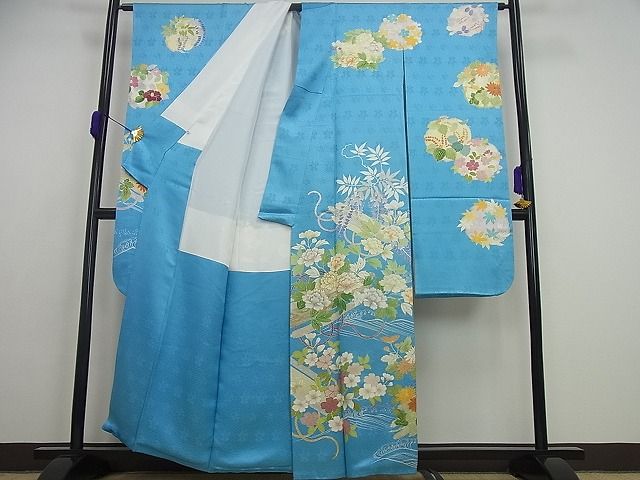 平和屋本店■極上　創業460年・千總　振袖　駒刺繍　筏花文　金彩　大丸扱い　逸品3s5070