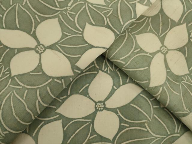 平和屋着物●上質な小紋　紬地　型染め　花尽し　正絹　逸品　AAAY4726ck