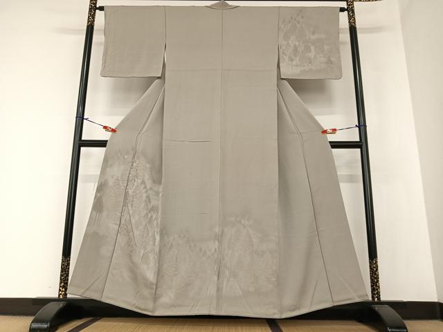 乐天商城 - 平和屋着物●無地絵羽訪問着　樹林地紋　煤色　正絹　逸品　AAAZ7419zg