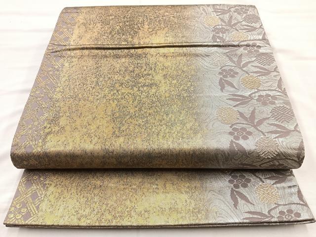 平和屋着物◎六通柄袋帯 慶長漆宝箔 金銀糸 正絹 逸品 BAAM6593cm