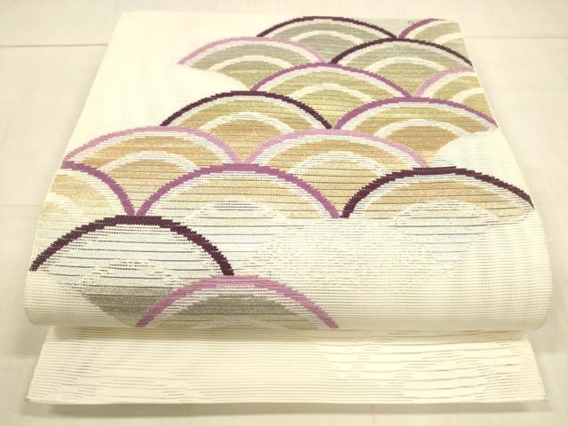 平和屋着物＊夏物　八寸名古屋帯　青海波文　金銀糸　DAAU4452cm