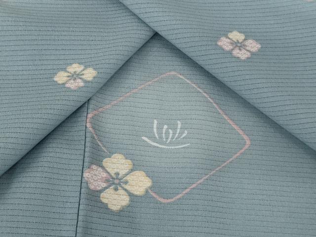 平和屋着物＊夏物 小紋 絽 花菱文 暈し染め 洗える着物 AABB5875st