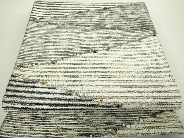 平和屋着物●西陣 大文字屋庄兵衛 両面 六通柄袋帯 霞文 金銀糸 正絹 逸品 DABA1236ps