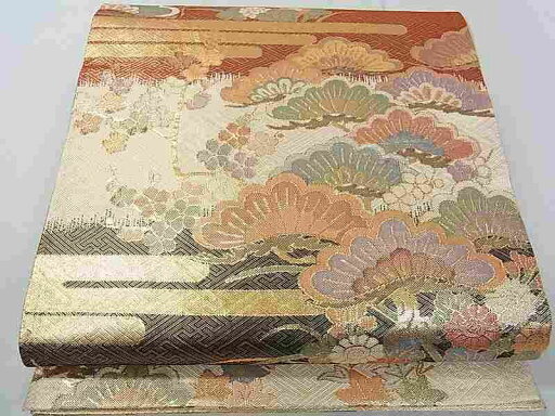 平和屋着物◎佐賀錦 六通柄袋帯 霞草花文 金糸 逸品 DAAG1385we 平和屋着物◎佐賀錦 六通柄袋帯 霞草花文 金糸 逸品 DAAG1385we