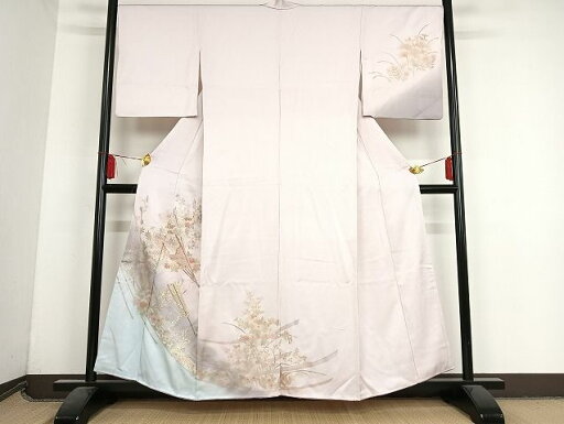 平和屋着物■訪問着 扇面花鳥文 暈し染め 金彩 正絹 逸品 AAAJ8291Bzg 平和屋着物■訪問着 扇面花鳥文 暈し染め 金彩 正絹 逸品 AAAJ8291Bzg