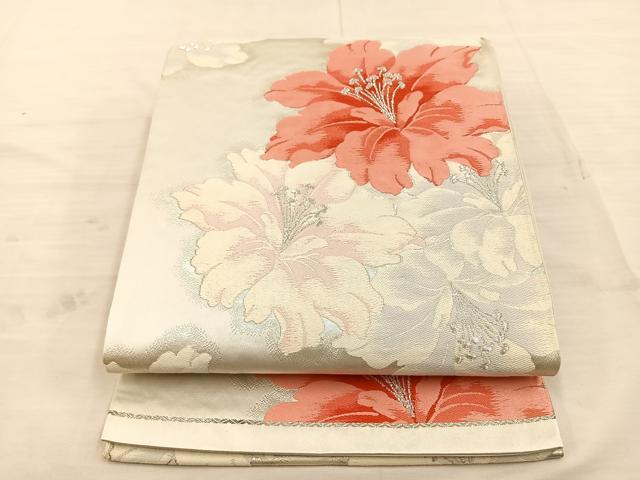 平和屋着物◎六通柄袋帯　唐織　カトレア　金銀糸　正絹　逸品　BAAT4773kg