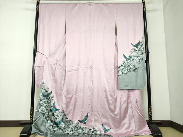 平和屋着物●染色作家　斉藤三才　振袖　長襦袢(袷)セット　三才鳥　秋草文　暈し染め　正絹　逸品　未使用　DABD1256ps