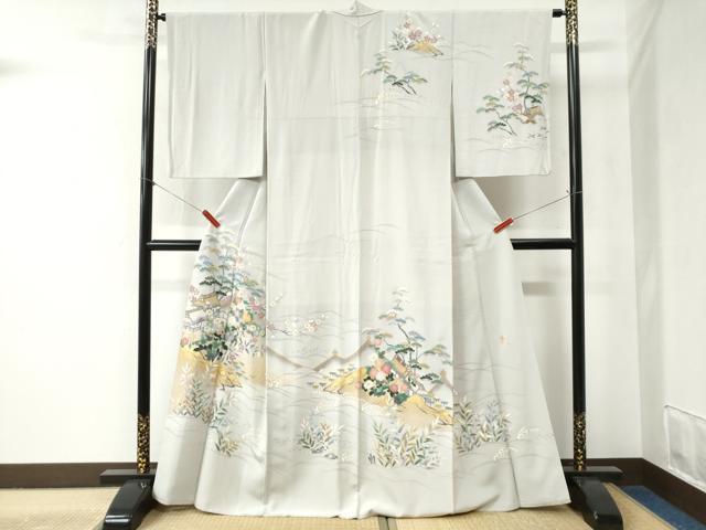 平和屋着物●訪問着　刺繍　松竹梅風景文　暈し染め　金彩　大丸扱い　正絹　逸品　CABB4347yc