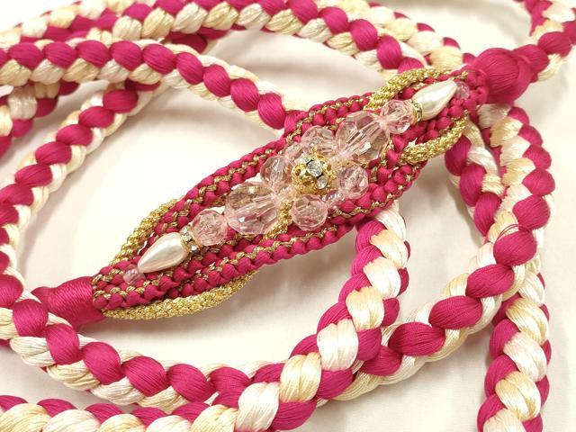 平和屋着物●和装小物　振袖用帯締め　装飾　ラインストーン　ビーズ　パール　金糸　逸品　AABC2791ay