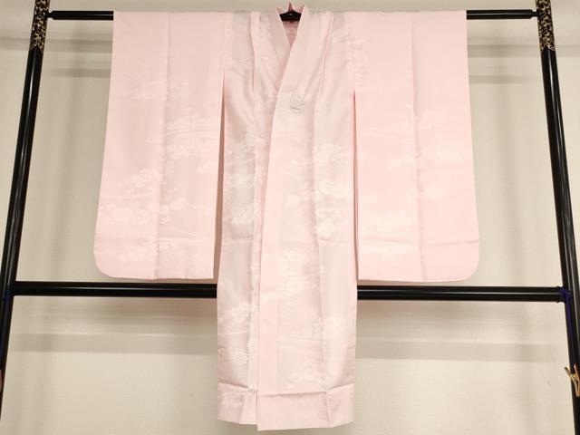 平和屋着物[]子供 女の子 長襦袢 無双仕立て 草花地紋 薄桜色 洗える着物 AABF2307ja