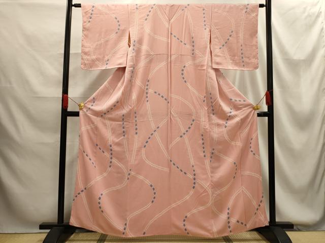 Full-Length Under-Kimono - 平和屋着物■上質な小紋　絞り　幾何学文　正絹　逸品　AABG1367sx