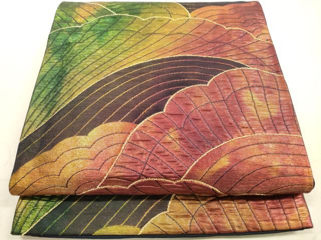 Rakuten - 平和屋着物◎六通柄袋帯　幾何学文　金糸　正絹　逸品　DABA8462xg